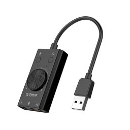 Orico външна звукова карта USB Sound card - 2 headphones, mic, volume - SC2