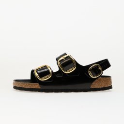 Birkenstock Milano Big Buckle Natural Leather Patent High-Shine Black 38