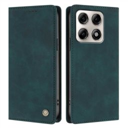 Кожен калъф тип портмоне с магнитна закопчалка за Motorola Edge 70 Pro 5G - тъмно зелен