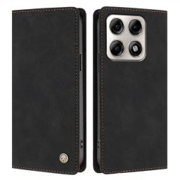 Кожен калъф тип портмоне с магнитна закопчалка за Motorola Edge 70 Pro 5G - черен