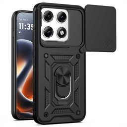 Хибриден гръб със стойка и слайдър за камера за Motorola Edge 70 Pro 5G - черен
