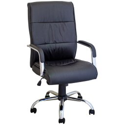 Директорски стол OKOffice Milano, до 130кг. еко кожа, хромирана база, Tilt механизъм, черен