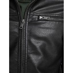 Jack & Jones Яке от имитация на кожа Rocky 12147218 Черен Regular Fit