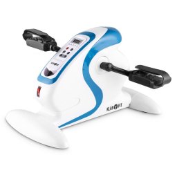 KLARFIT Cycloony Mini Bike, велосипед за упражнения, мотор, 120 кг, дистанционно управление, бял/син (FIT18-CYCLOONY-WH)
