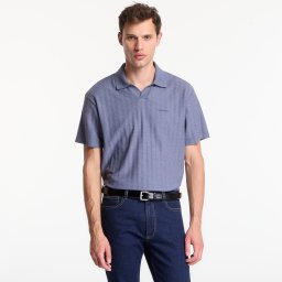 Тениска Calvin Klein Ss Easy Vertical Stripe Textured Polo Blue Nomad XL