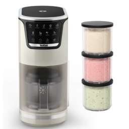 Машина за сладолед Tefal Dolci IG602AE0, 10 програми, 3 купи, Програма Auto Mix-In, Технология 1-Step Perfector, Програма за автоматично почистване, Крем/Черен