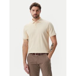 Selected Homme Тениска с яка и копчета 16094575 Бежов Regular Fit