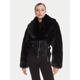 Elisabetta Franchi Кожено палто GB-05A-57E2-V980 Черен Regular Fit