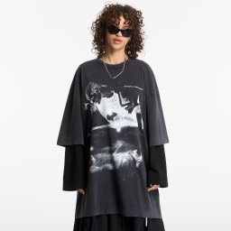 Облекло Off-White Dreaming Narciso T-Shirt Dress Fade Out Black White S