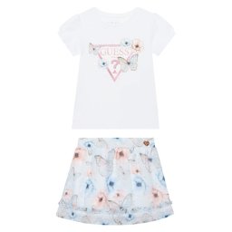 Guess Комплект тишърт и поличка K6RG07 K6YW0 Бял Regular Fit