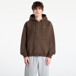 Суитшърт Nike Solo Swoosh Men's Full-Zip Fleece Hoodie Dark Hazel/ White XS
