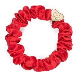 By Eloise London Gold Heart Silk Scrunchie цвят Cherry Red