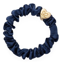 By Eloise London Gold Heart Silk Scrunchie цвят Navy Blue