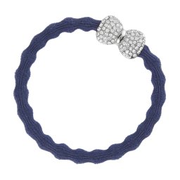 By Eloise London Silver Diamanté Bow цвят Navy Blue