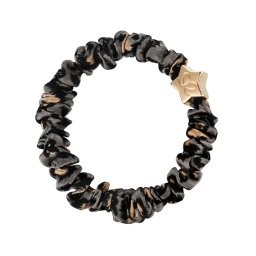 By Eloise London Gold Star Skinny Silk Scrunchie цвят Grey Leopard