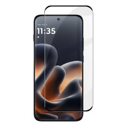 Извит 3D удароустойчив стъклен протектор покриващ целия екран за Motorola Edge 70 Pro 5G - с черна рамка