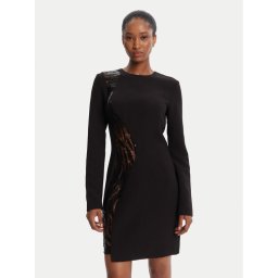 Just Cavalli Коктейлна рокля 79PAO918 Черен Regular Fit