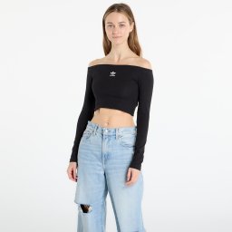Тениска adidas Essentials Rib Off Shoulder Long-Sleeve Top T-Shirt Black M