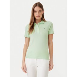 Tommy Hilfiger Тениска с яка и копчета 1985 WW0WW43225 Зелен Slim Fit