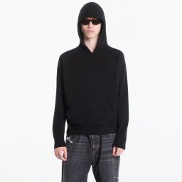 Пуловер Palm Angels Curved Logo Regular Knit Hoodie Black/ Off White M