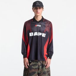 Джърси A Bathing Ape Ape Flame Monogram Jacquard Logo Relaxed Fit Football Jersey UNISEX Black S