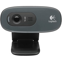 Logitech C270 – HD уеб камера, 720p, 30fps, Микрофон, 55°, Фиксиран фокус - Черна