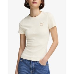 PUMA Classics Ribbed Slim Tee Еcru