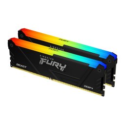Памет 16GB (2x8GB) DDR4 3600MT/s, Kingston FURY Beast Black RGB, KF436C17BB2AK2/16, 1.35V