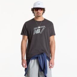 Тениска New Balance Classic Tri-Logo T-shirt Black Cement S