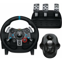 Волан с педали и скоростен лост Logitech G29 Driving Force SE (991-000557), PC, PS3/PS4/PS5, състезателен модел, 900 градуса на завъртане, черен