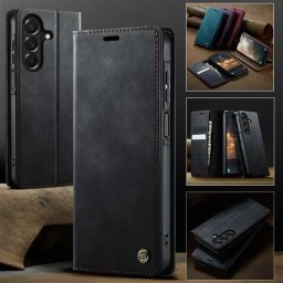 Кожен калъф страничен flip марка CASEME за Samsung Galaxy A27 5G – черен