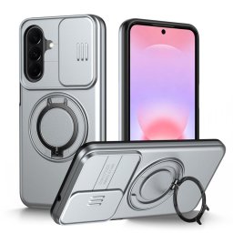 Хибриден гръб с кръгла метална стойка MAGSAFE и слайдър за камера за Samsung Galaxy A27 5G - сив