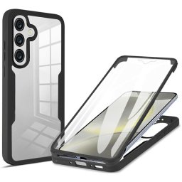 Цялостен гръб от силикон и пластмаса за Samsung Galaxy A27 5G - прозрачен с черна рамка