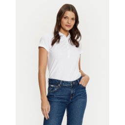 Guess Тениска с яка и копчета W4GP62 KBZV1 Бял Slim Fit