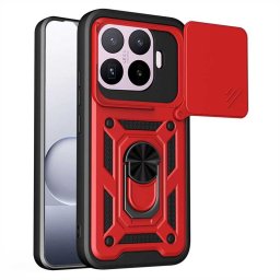 Хибриден гръб със стойка и слайдър за камера за Xiaomi 17T Pro - червен