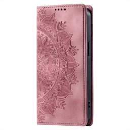 Кожен калъф тип портмоне с мандала за Xiaomi 17T Pro - светло розов