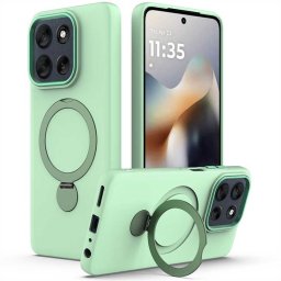 Хибриден гръб с кръгла метална стойка за Motorola Moto G67/G77/G87 - зелен