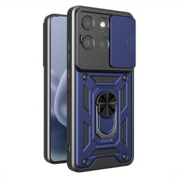 Хибриден гръб с кръгла стойка и слайдър за камера за Motorola Moto G67/G77/G87 - тъмно син
