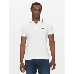 Lacoste Тениска с яка и копчета PH9875 Бял Regular Fit