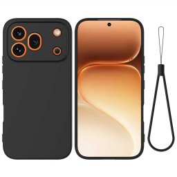 Силиконов гръб с верижка за Honor 600 Pro - черен