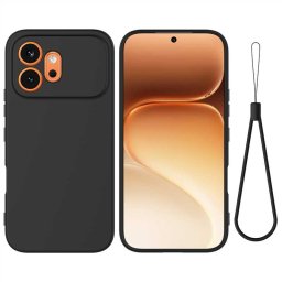 Силиконов гръб с верижка за Honor 600 - черен