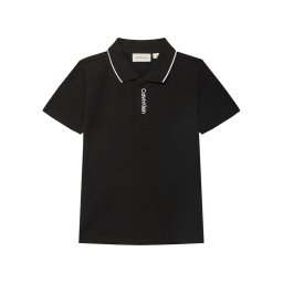 Calvin Klein Jeans Тениска с яка и копчета Embro Logo IB0IB02542 D Черен Regular Fit