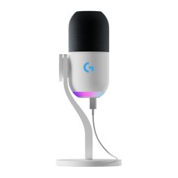 Микрофон Logitech Yeti GX (988-000576), суперкардиоиден, динамичен, RGB подсветка, 24-bit/96kHz, USB, бял