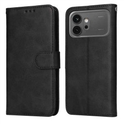 Кожен калъф тип портмоне за Honor 600/600 Pro - черен