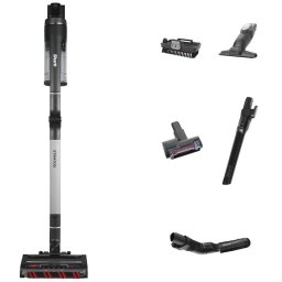 Вертикална безжична прахосмукачка Shark IZ420EUT Stratos True Pet Flexology, 309W, 25.2V, 0.7L, Автономия 120 мин, 2 батерии, CleanSense IQ, Антиалергенен филтър, Pet Pro, DuoClean,PowerFins LED, Сив