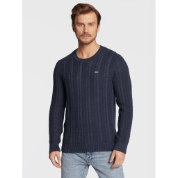 Tommy Jeans Пуловер Cable DM0DM15059 Тъмносин Regular Fit