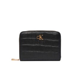 Calvin Klein Портфейл Ck Croc Medium Flap Zip Around LV04F1095G Черен