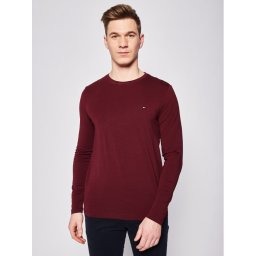 Tommy Hilfiger Тениска с дълъг ръкав Stretch Tee MW0MW10804 Бордо Slim Fit