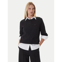 Tommy Hilfiger Пуловер Fine WW0WW44993 Черен Regular Fit