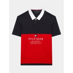 Tommy Hilfiger Тениска с яка и копчета KB0KB08155 Тъмносин Regular Fit